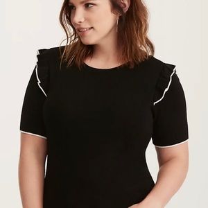 Torrid size 1 ribbed t-shirt with ruffles